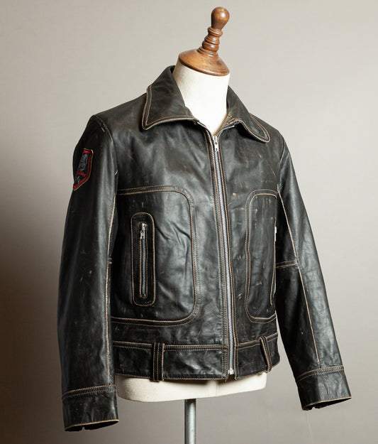 Vintage 1980s Redskins Buffalo Leather Motorcycle Jacket, Made in France