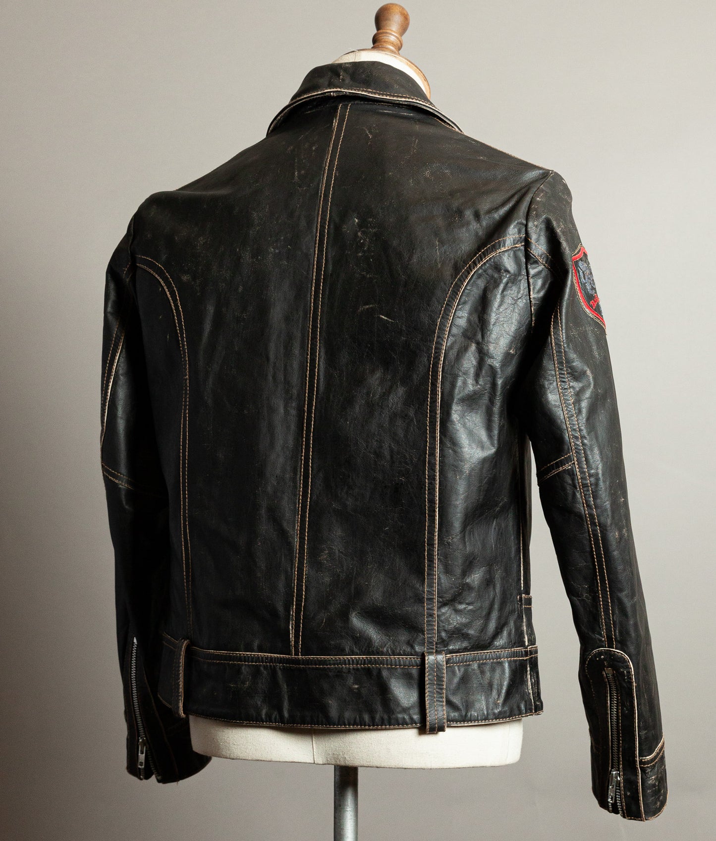 Vintage 1980s Redskins Buffalo Leather Motorcycle Jacket, Made in France