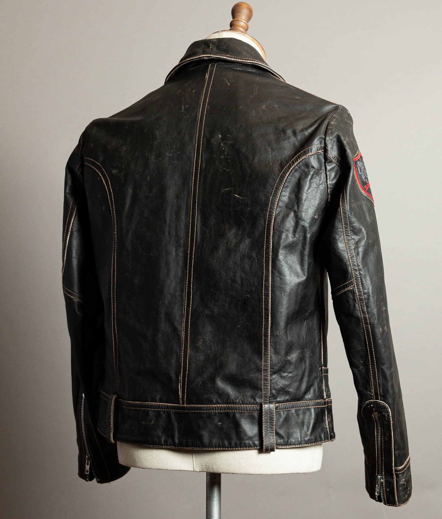 Vintage 1980s Redskins Buffalo Leather Motorcycle Jacket, Made in France