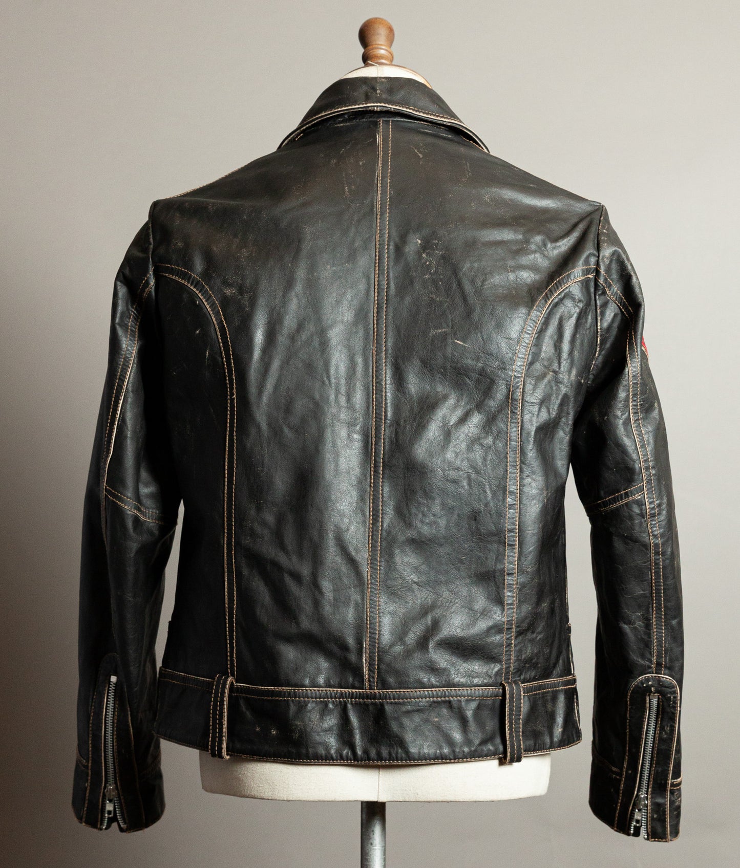 Vintage 1980s Redskins Buffalo Leather Motorcycle Jacket, Made in France