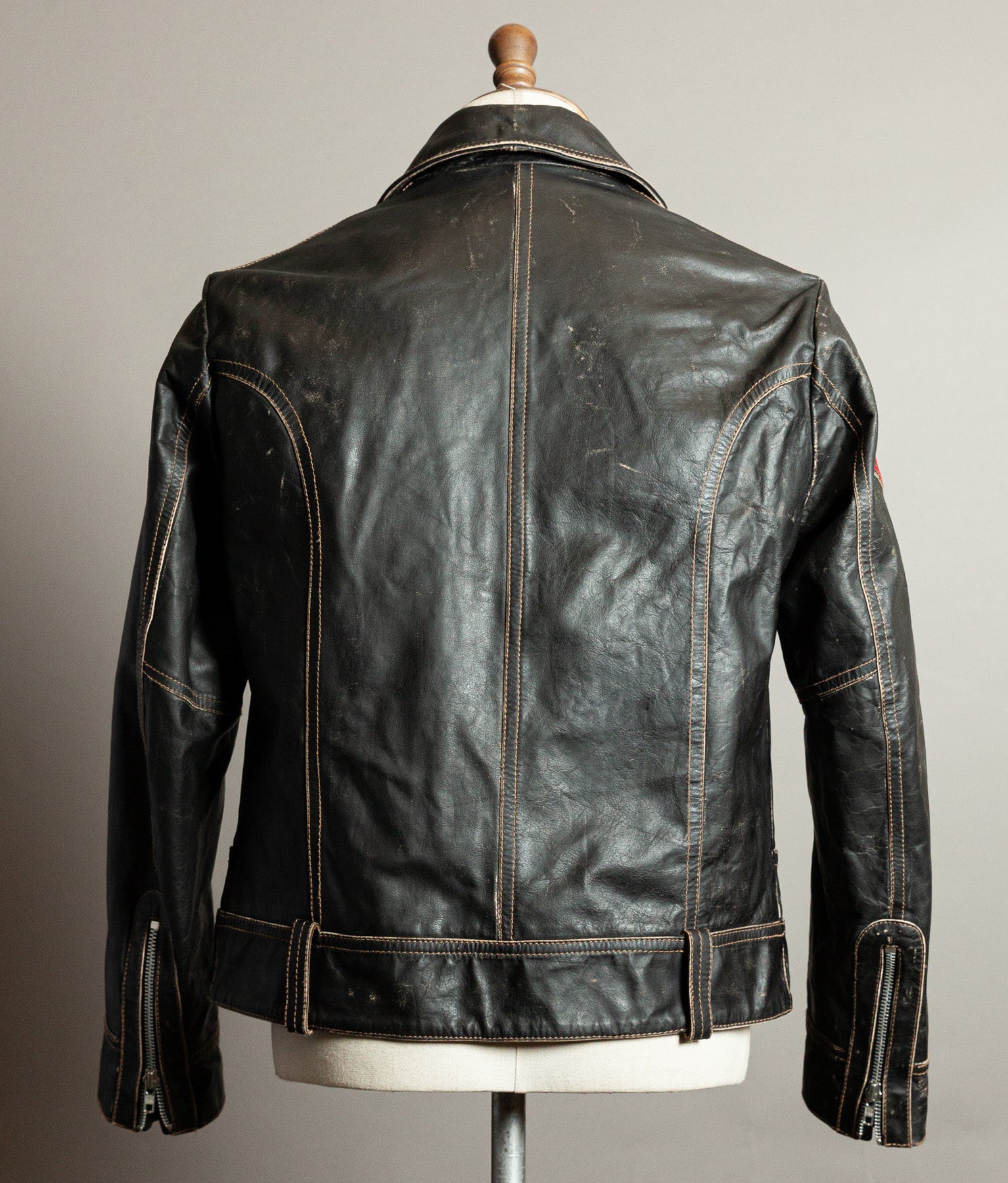 Vintage 1980s Redskins Buffalo Leather Motorcycle Jacket, Made in France