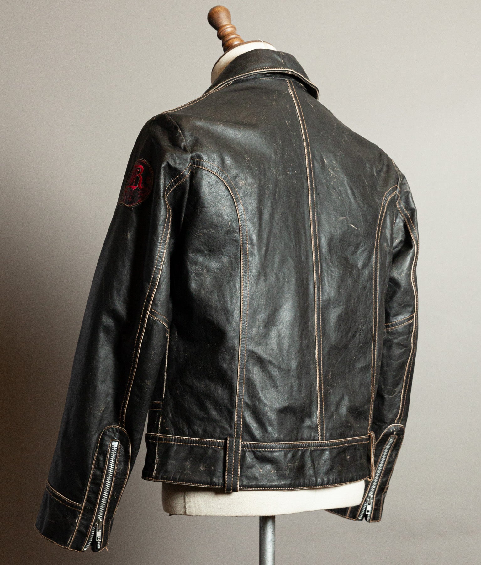 Vintage 1980s Redskins Buffalo Leather Motorcycle Jacket, Made in France