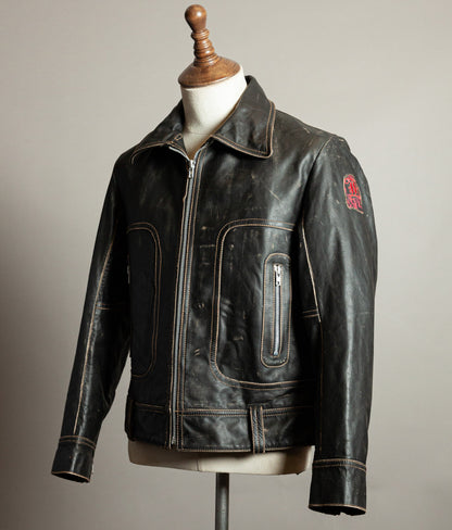 Vintage 1980s Redskins Buffalo Leather Motorcycle Jacket, Made in France