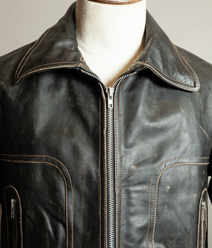 Vintage 1980s Redskins Buffalo Leather Motorcycle Jacket, Made in France