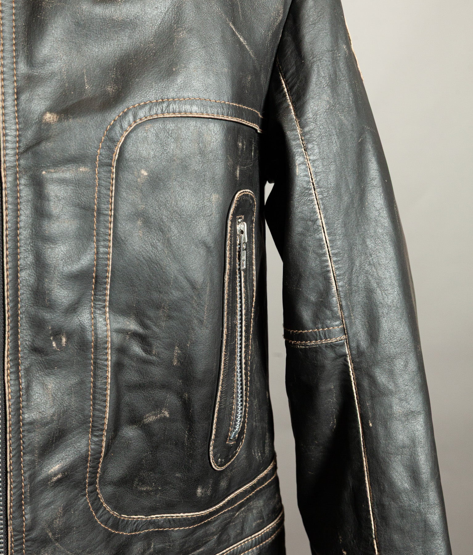 Vintage 1980s Redskins Buffalo Leather Motorcycle Jacket, Made in France
