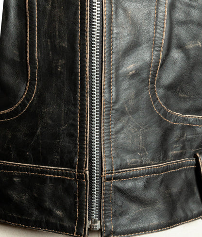 Vintage 1980s Redskins Buffalo Leather Motorcycle Jacket, Made in France