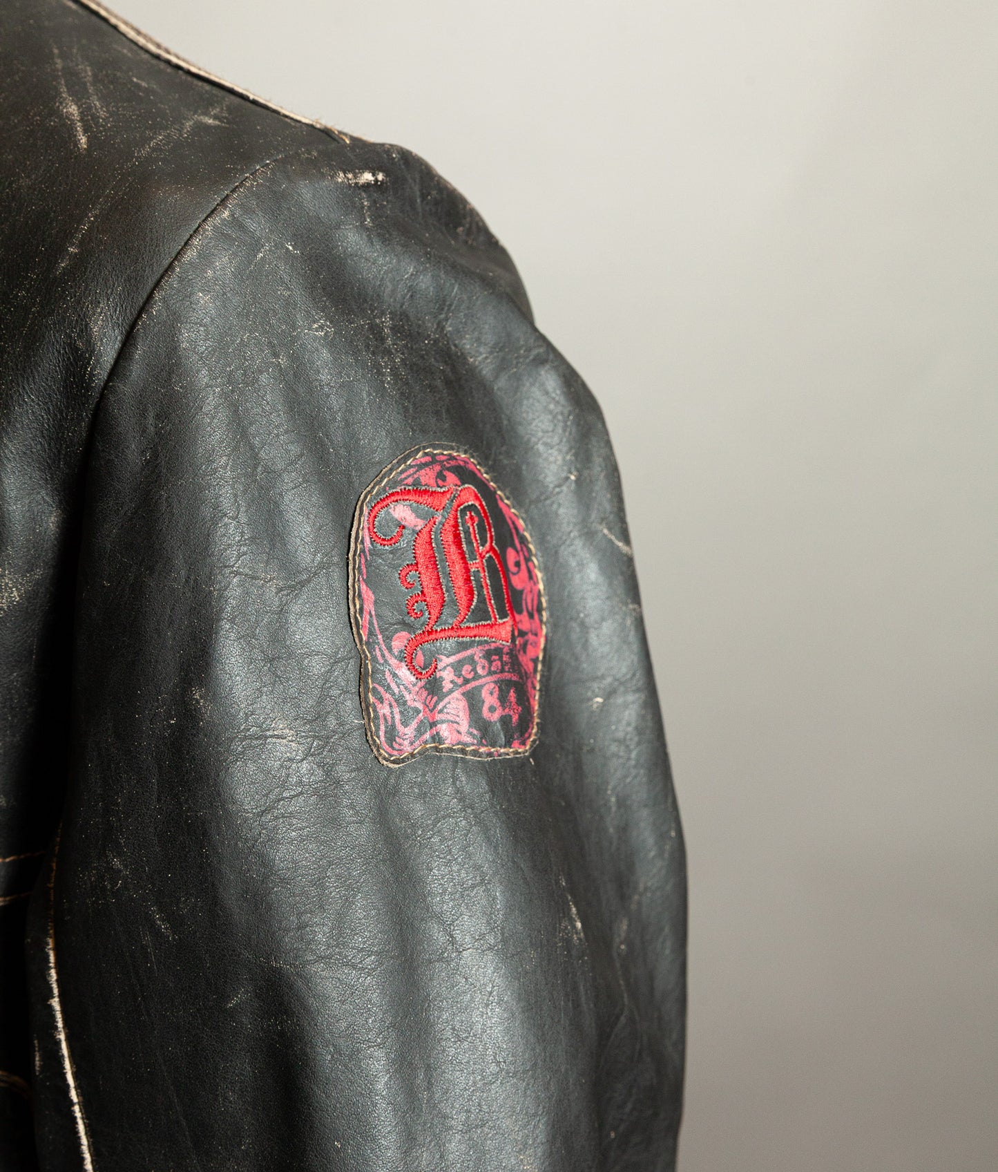 Vintage 1980s Redskins Buffalo Leather Motorcycle Jacket, Made in France