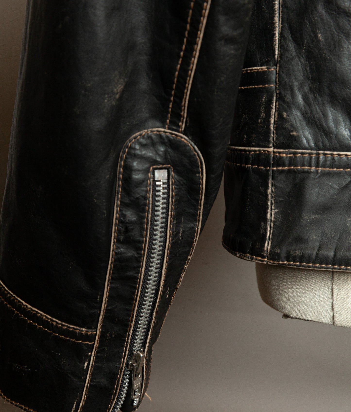 Vintage 1980s Redskins Buffalo Leather Motorcycle Jacket, Made in France