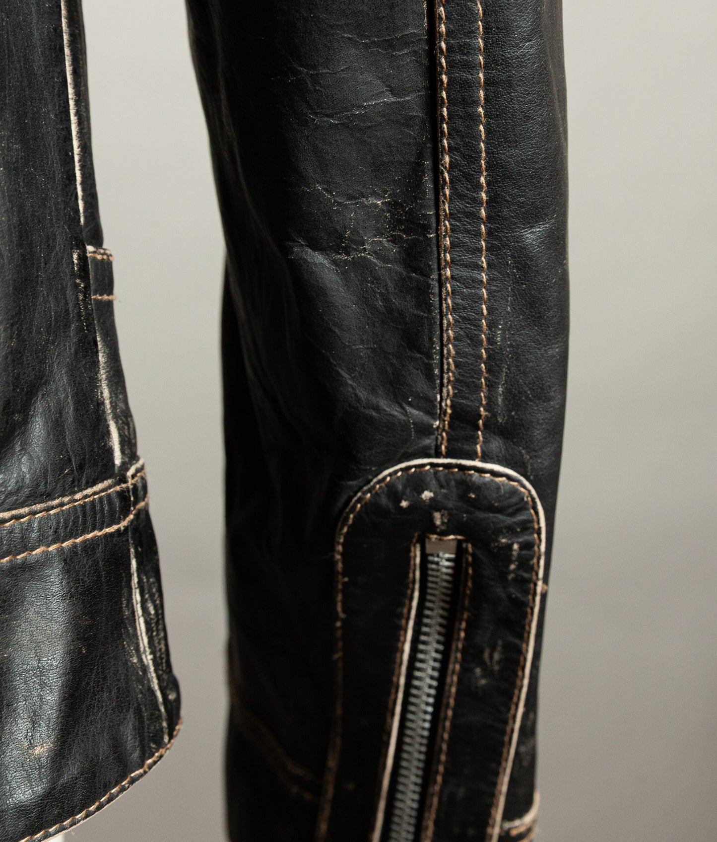 Vintage 1980s Redskins Buffalo Leather Motorcycle Jacket, Made in France