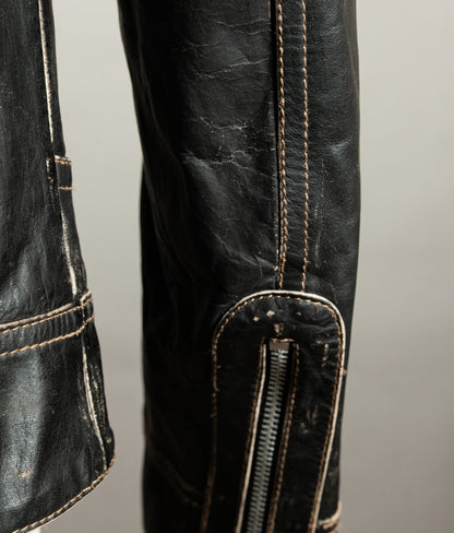 Vintage 1980s Redskins Buffalo Leather Motorcycle Jacket, Made in France