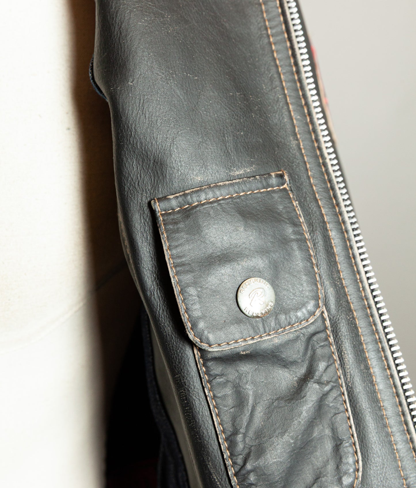 Vintage 1980s Redskins Buffalo Leather Motorcycle Jacket, Made in France