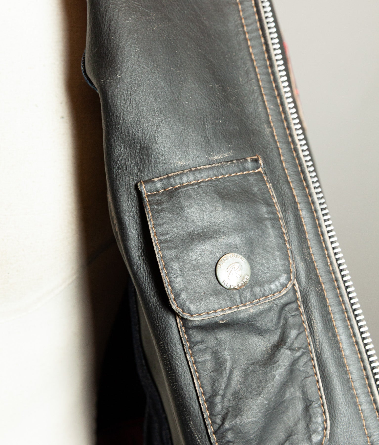 Vintage 1980s Redskins Buffalo Leather Motorcycle Jacket, Made in France