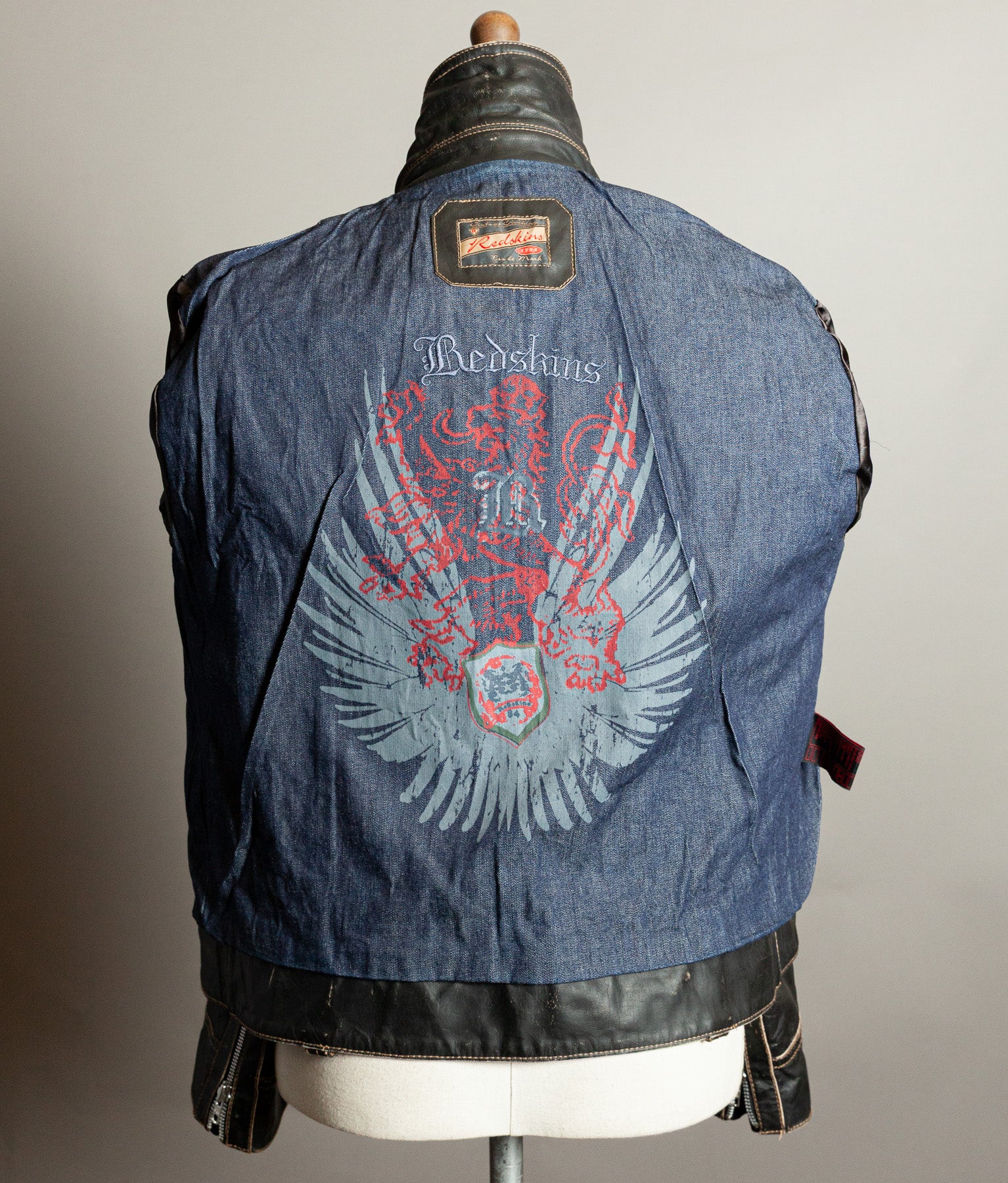 Vintage 1980s Redskins Buffalo Leather Motorcycle Jacket, Made in France