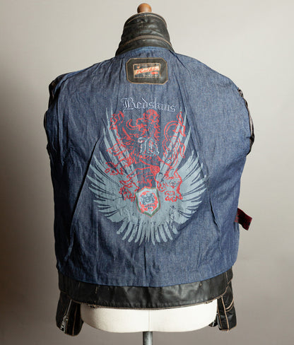 Vintage 1980s Redskins Buffalo Leather Motorcycle Jacket, Made in France