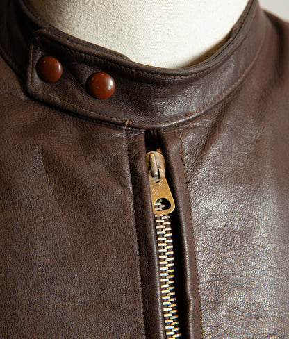 Vintage 1950s German Kraftfahrer Motorcycle Jacket, Brown Leather, ZIPP Hardware