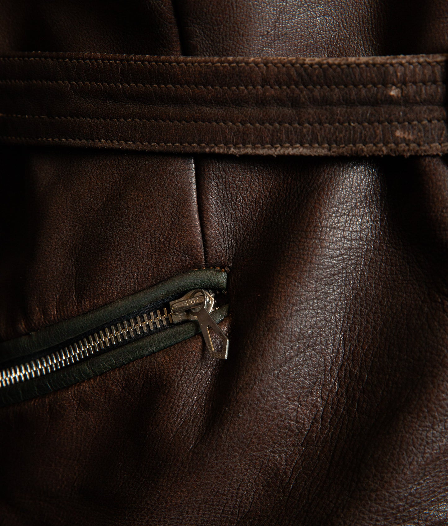 Vintage 1950s German Kraftfahrer Motorcycle Jacket, Brown Leather, ZIPP Hardware
