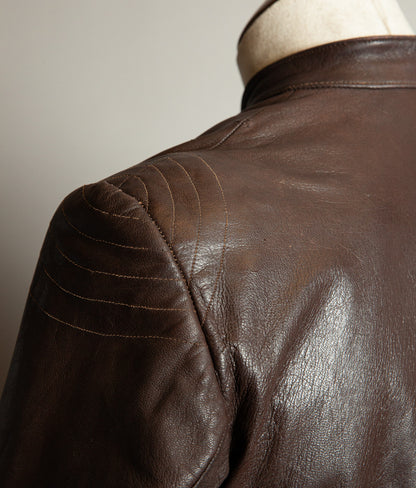 Vintage 1950s German Kraftfahrer Motorcycle Jacket, Brown Leather, ZIPP Hardware