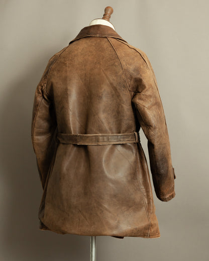 WW2 1940s French Resistance Leather Trench Coat - Small (38-40)