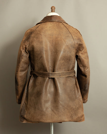 WW2 1940s French Resistance Leather Trench Coat - Small (38-40)