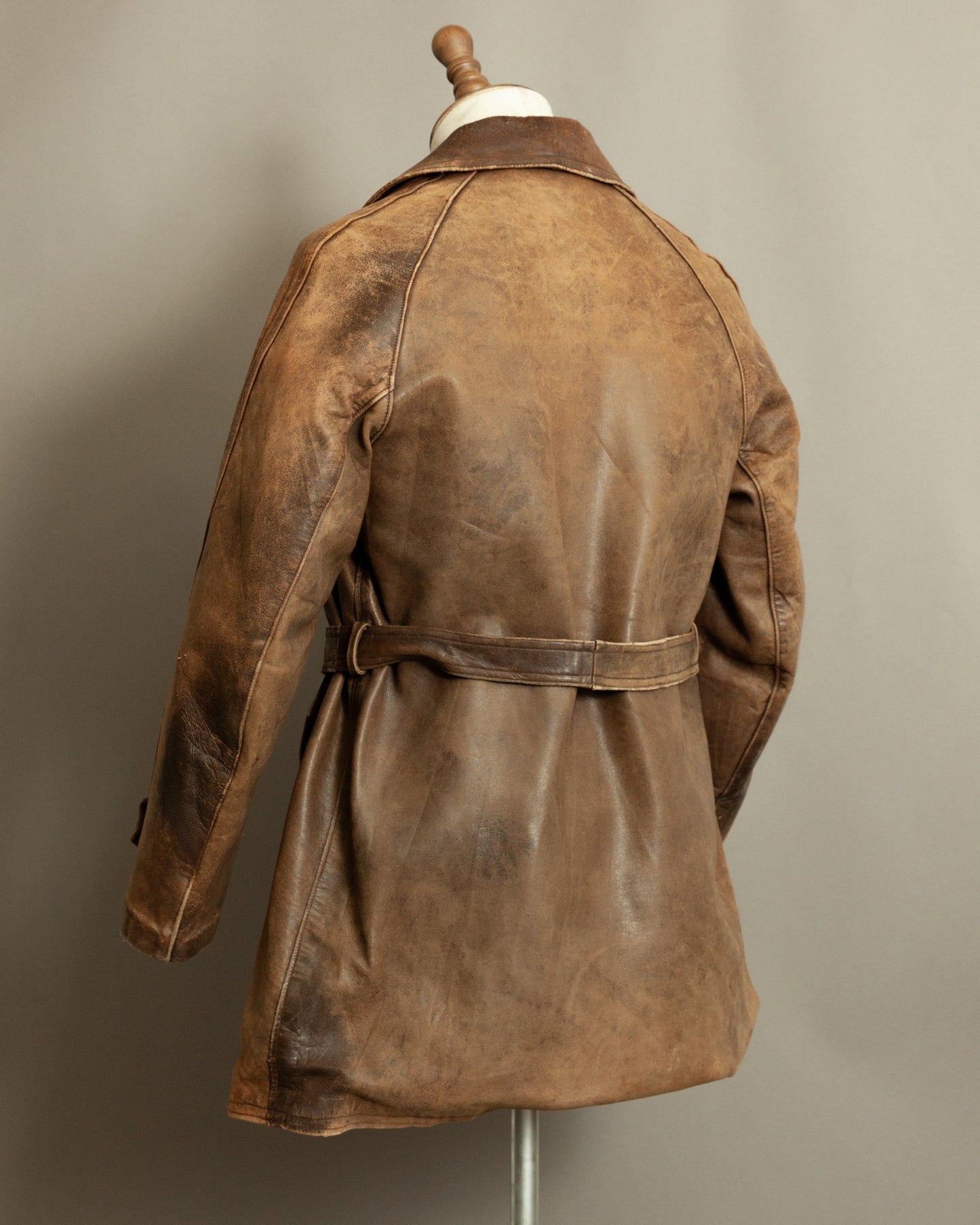 WW2 1940s French Resistance Leather Trench Coat - Small (38-40)