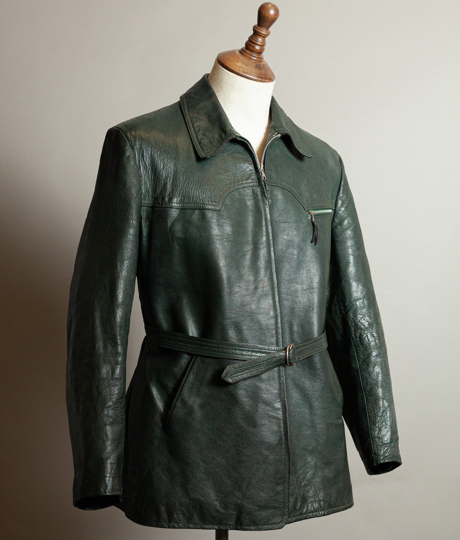 Vintage 1940s German Engelhorn & Sturm Goatskin Leather Car Coat