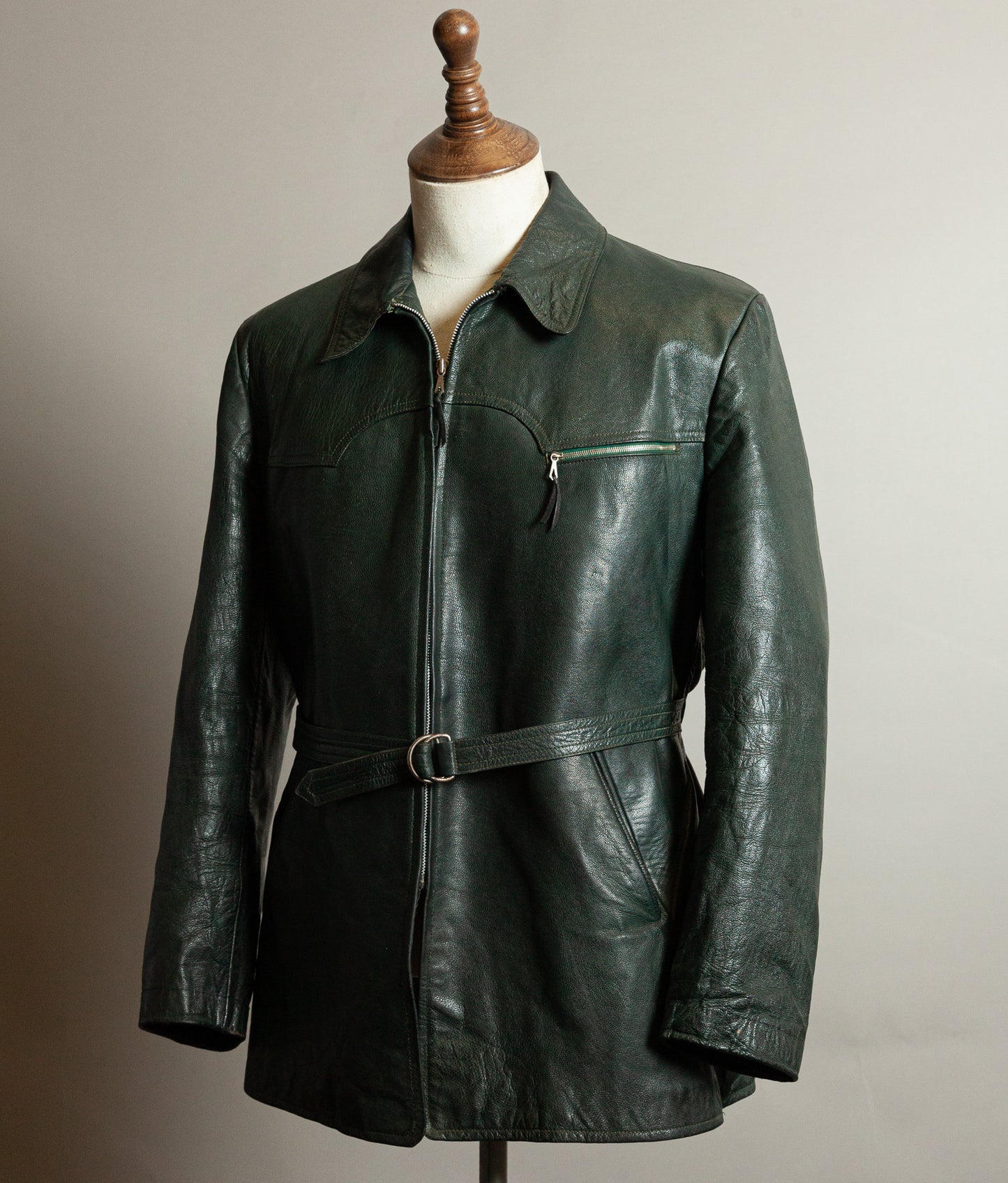Vintage 1940s German Engelhorn & Sturm Goatskin Leather Car Coat