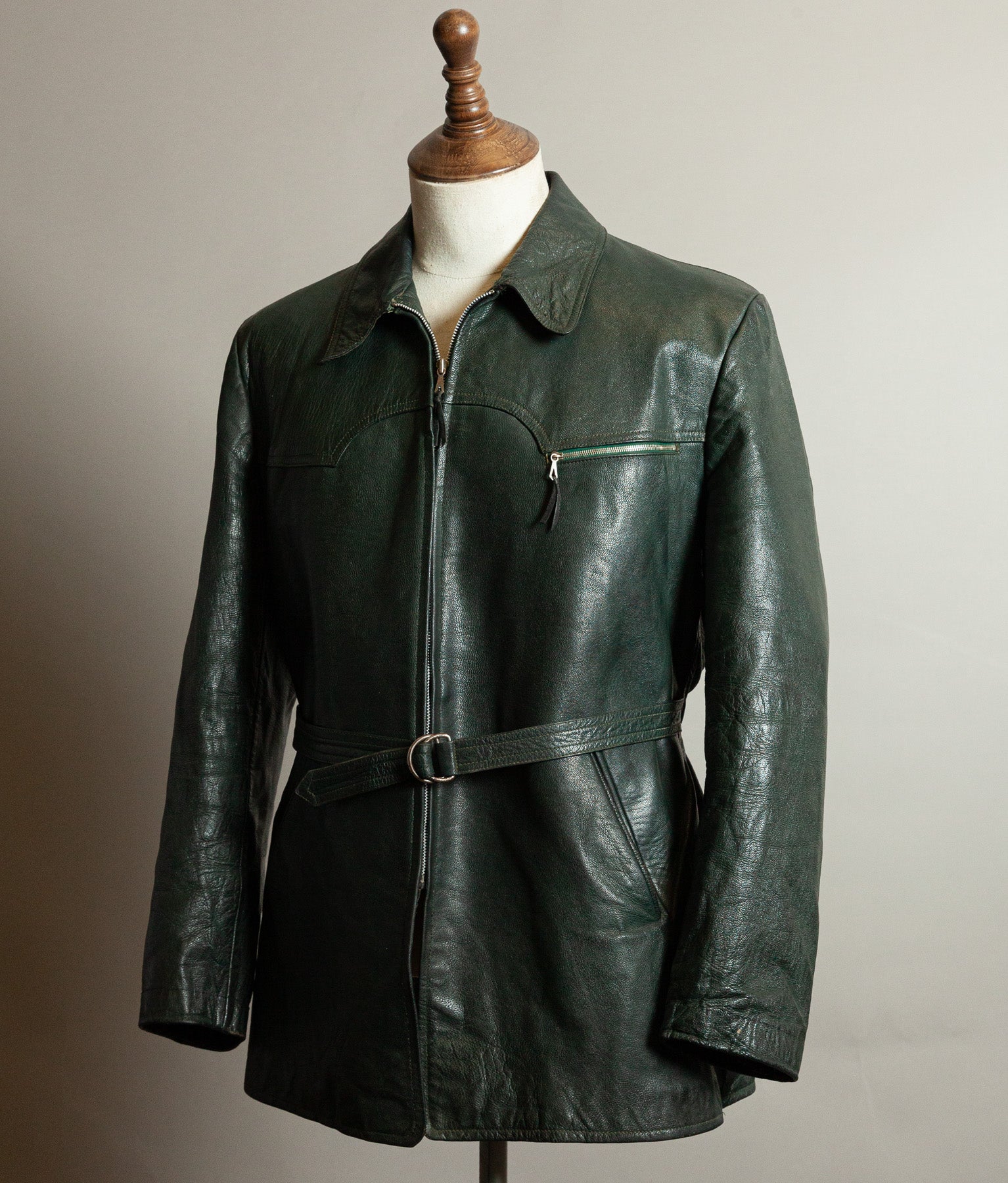 Vintage 1940s German Engelhorn & Sturm Goatskin Leather Car Coat