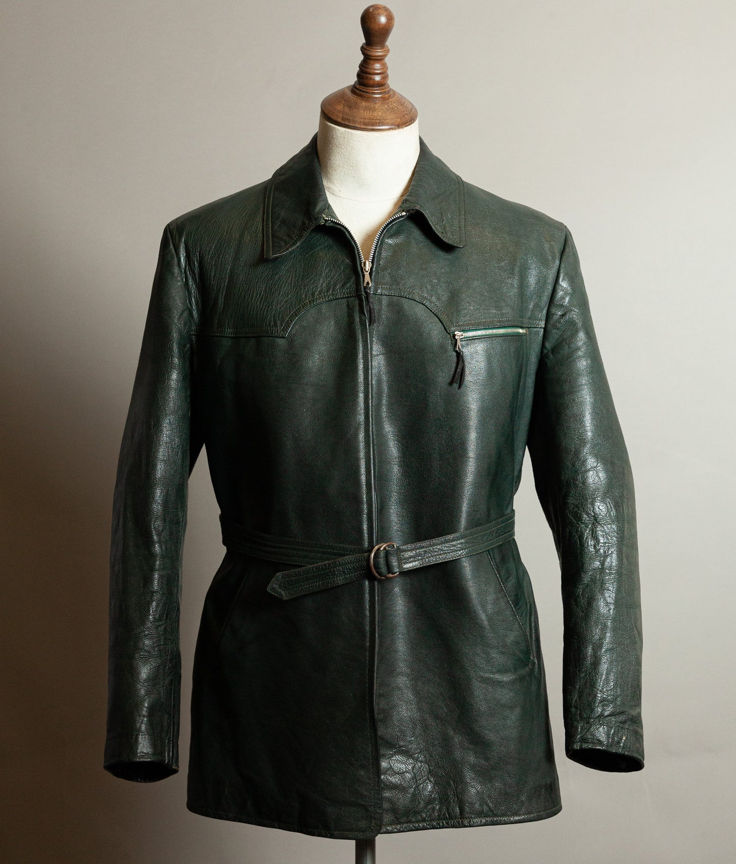 Vintage 1940s German Engelhorn & Sturm Goatskin Leather Car Coat