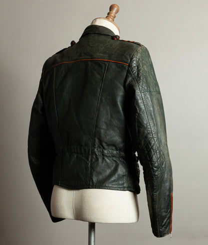 Vintage 1950s RAKA German Motorcycle Jacket Cowhide, RUHR Zips