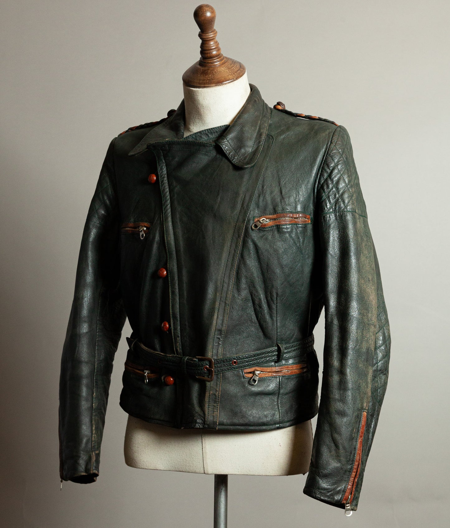Vintage 1950s RAKA German Motorcycle Jacket Cowhide, RUHR Zips