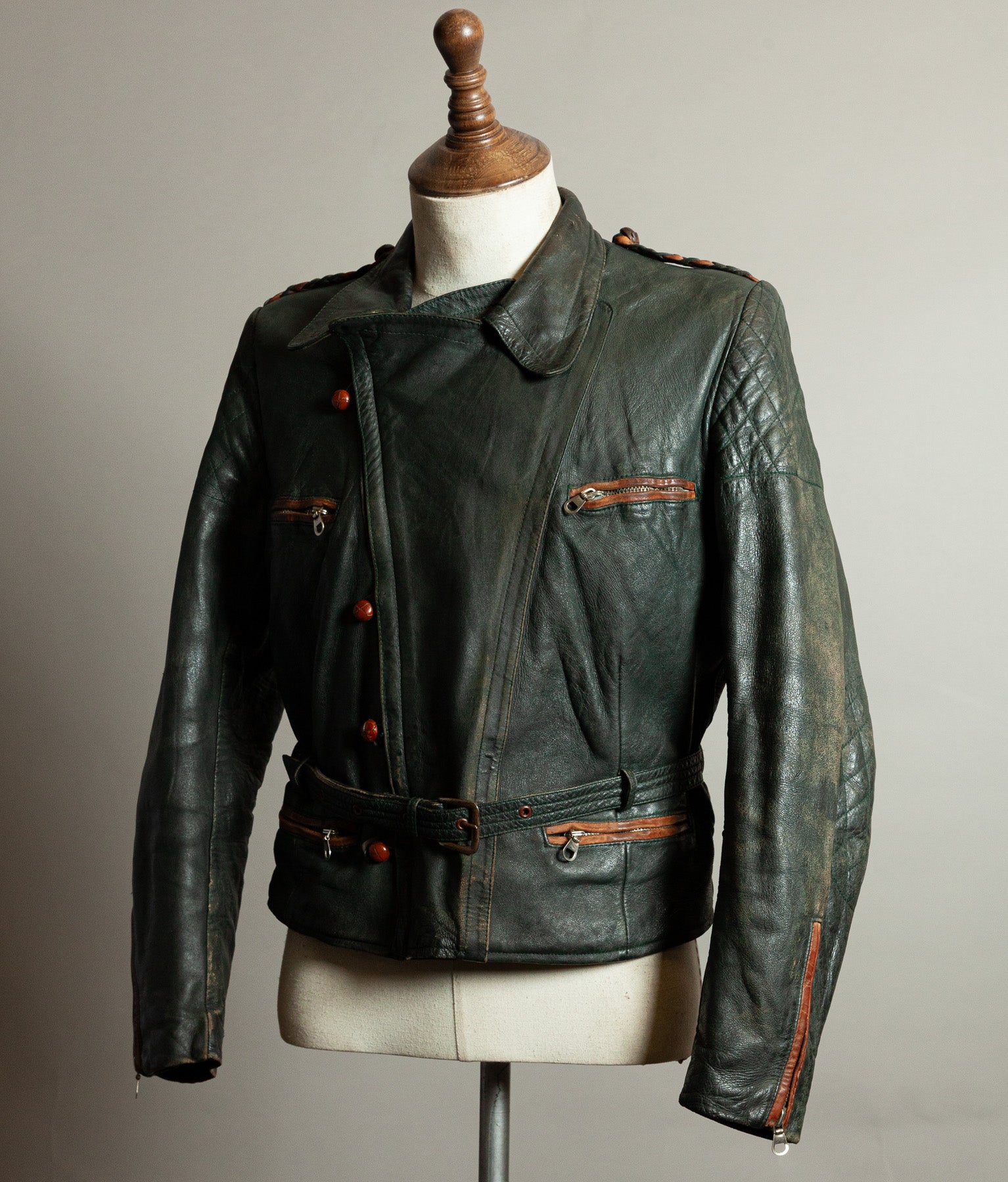 Vintage 1950s RAKA German Motorcycle Jacket Cowhide, RUHR Zips