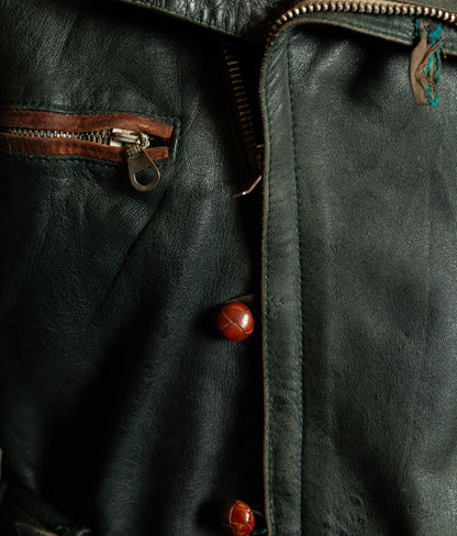 Vintage 1950s RAKA German Motorcycle Jacket Cowhide, RUHR Zips