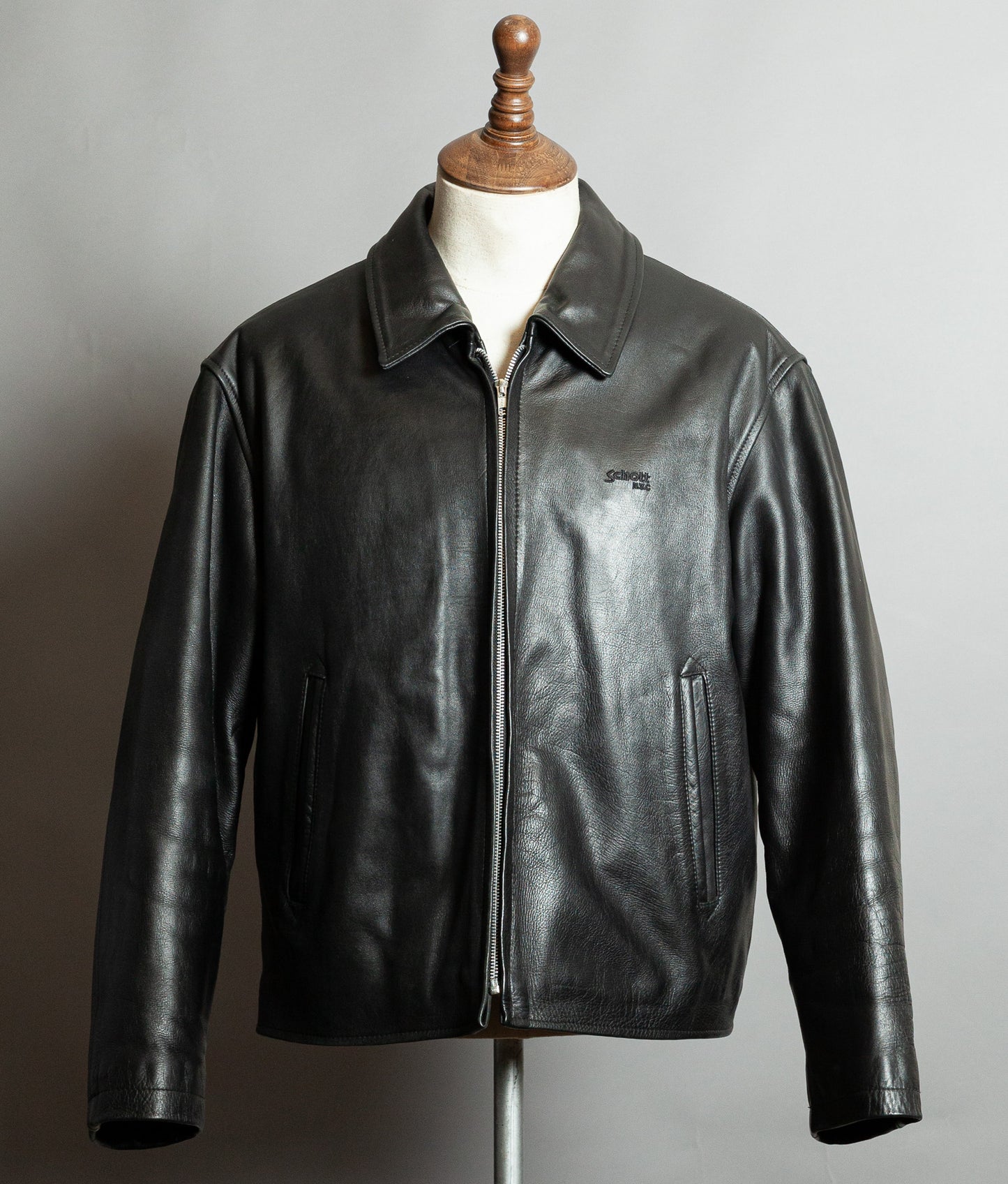 Vintage Schott NYC Single Rider Leather Jacket Black Cowhide Made in USA L