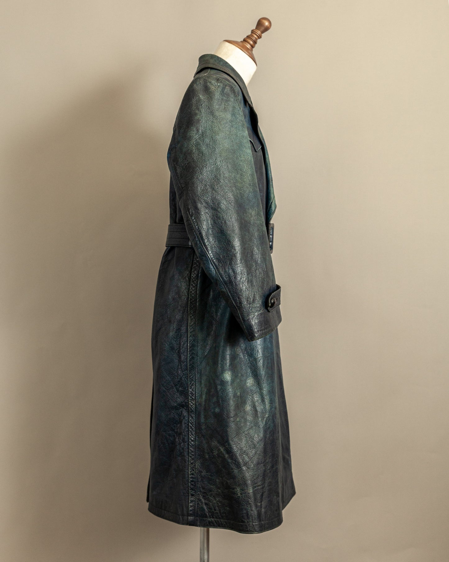 Vintage 1940s German Goatskin Leather Officer Trench Coat