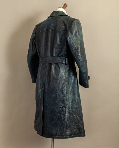 Vintage 1940s German Goatskin Leather Officer Trench Coat