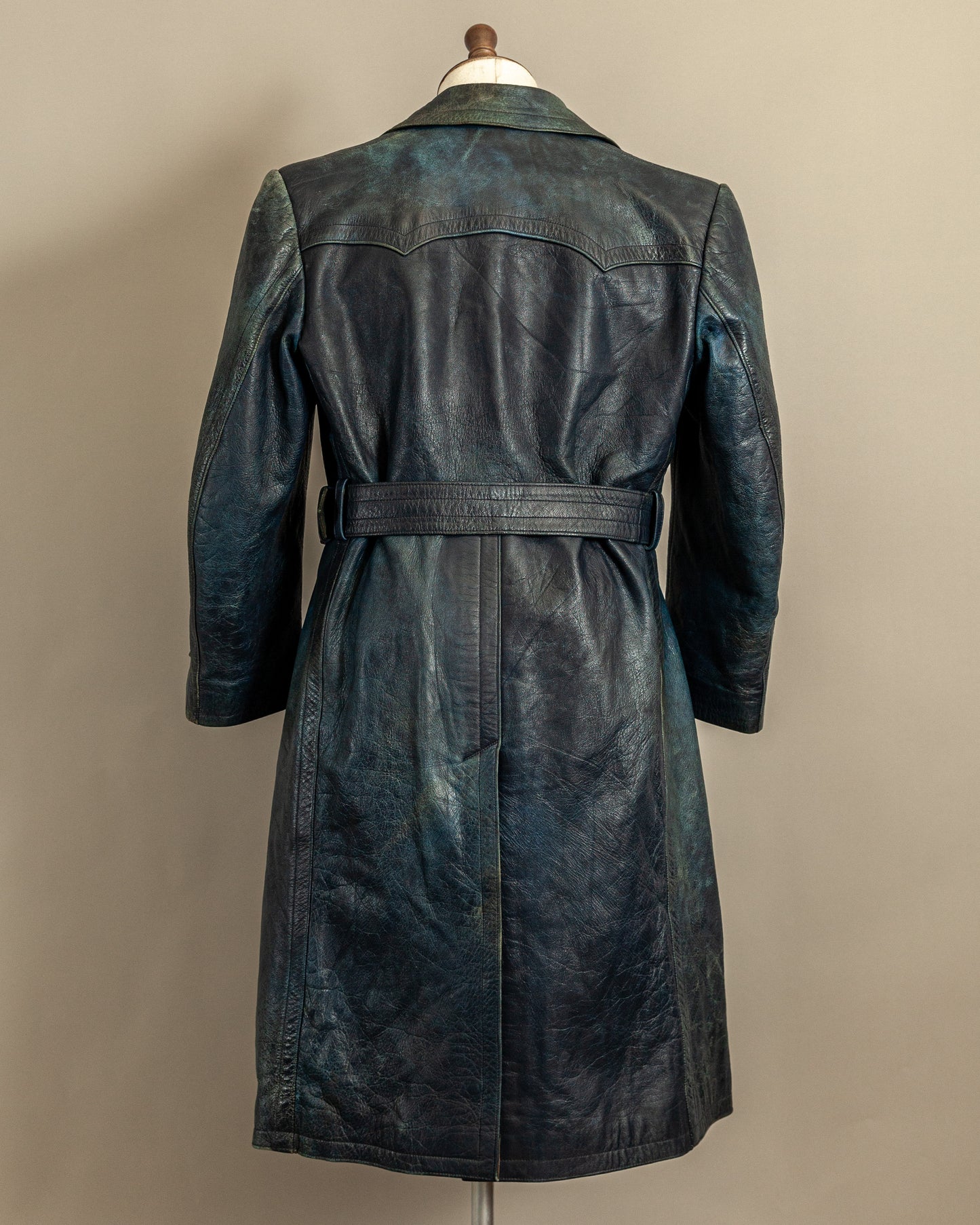 Vintage 1940s German Goatskin Leather Officer Trench Coat