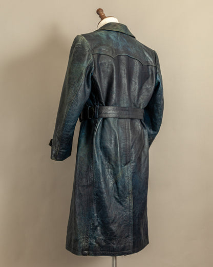 Vintage 1940s German Goatskin Leather Officer Trench Coat