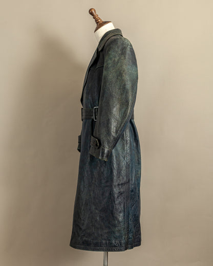 Vintage 1940s German Goatskin Leather Officer Trench Coat