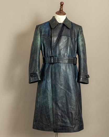 Vintage 1940s German Goatskin Leather Officer Trench Coat