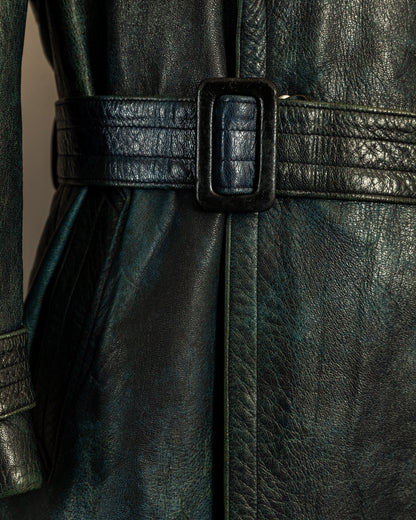 Vintage 1940s German Goatskin Leather Officer Trench Coat