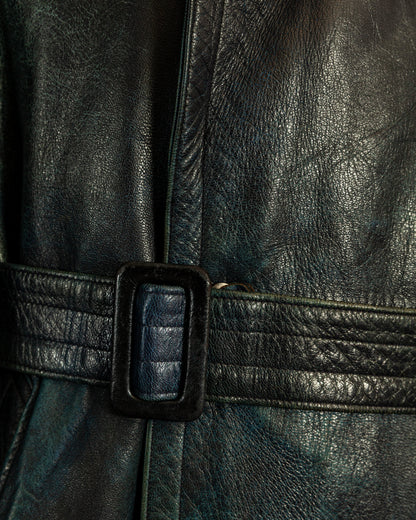 Vintage 1940s German Goatskin Leather Officer Trench Coat