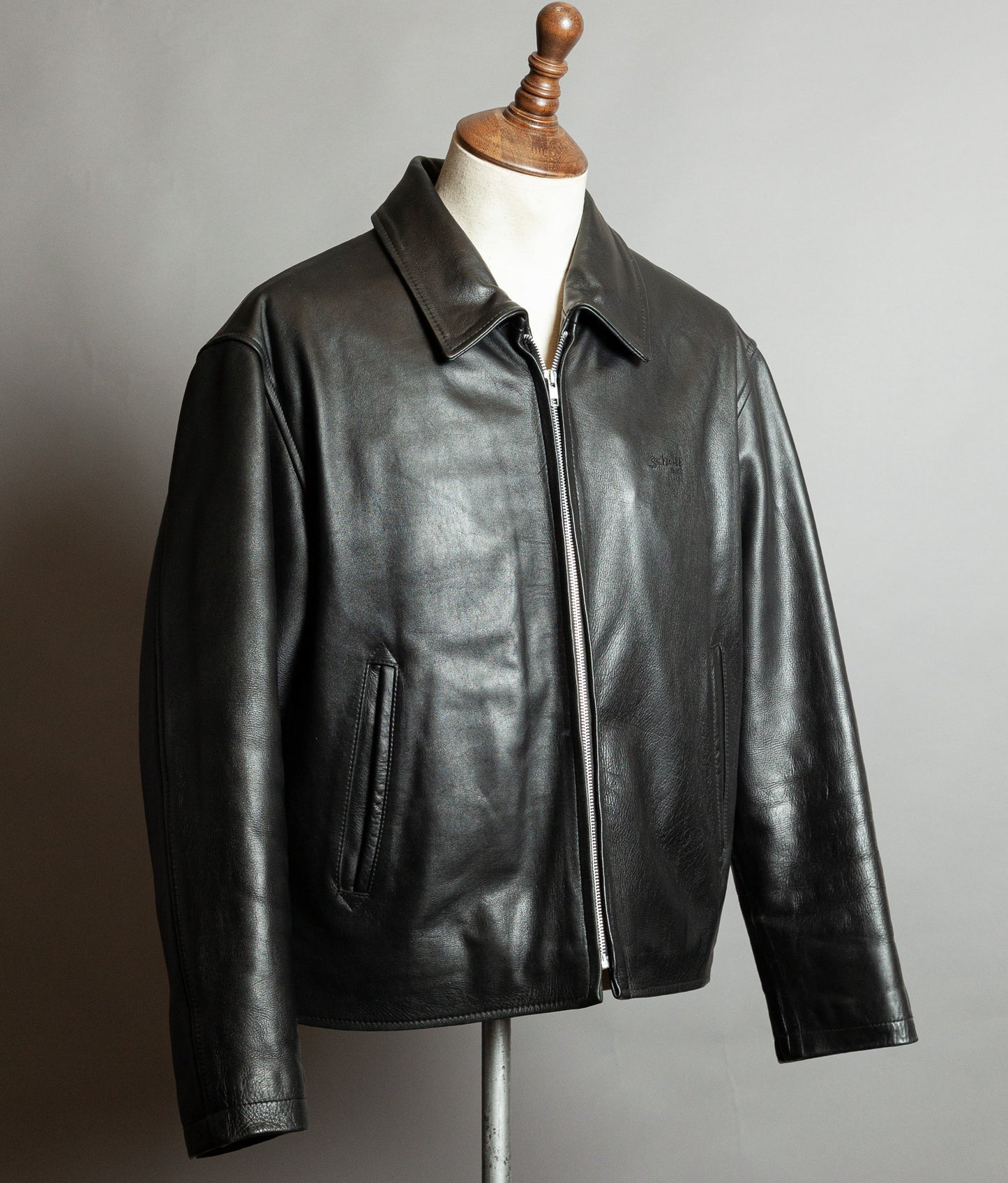 Vintage Schott NYC Single Rider Leather Jacket Black Cowhide Made in USA L