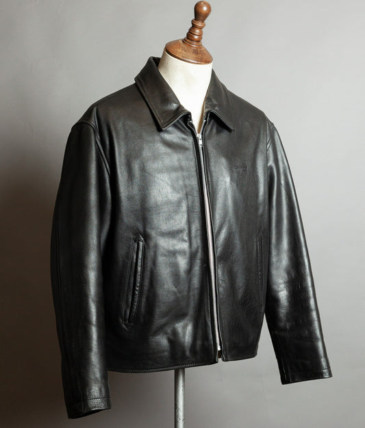 Vintage Schott NYC Single Rider Leather Jacket Black Cowhide Made in USA L