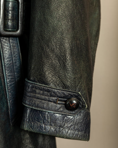 Vintage 1940s German Goatskin Leather Officer Trench Coat