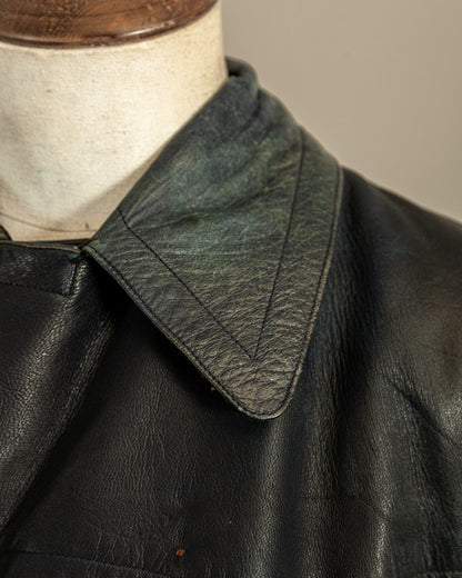 Vintage 1940s German Goatskin Leather Officer Trench Coat