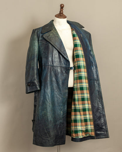 Vintage 1940s German Goatskin Leather Officer Trench Coat