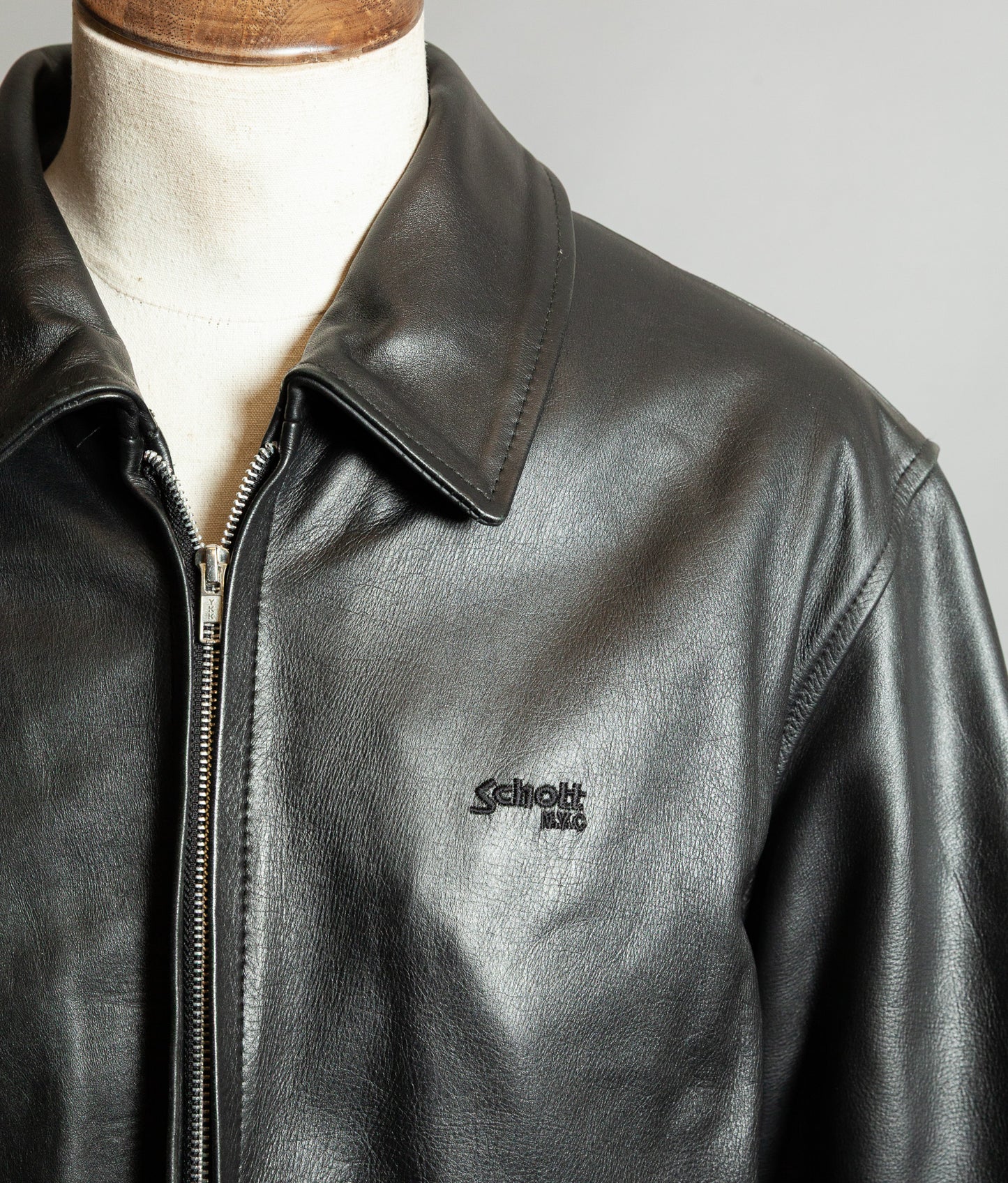 Vintage Schott NYC Single Rider Leather Jacket Black Cowhide Made in USA L