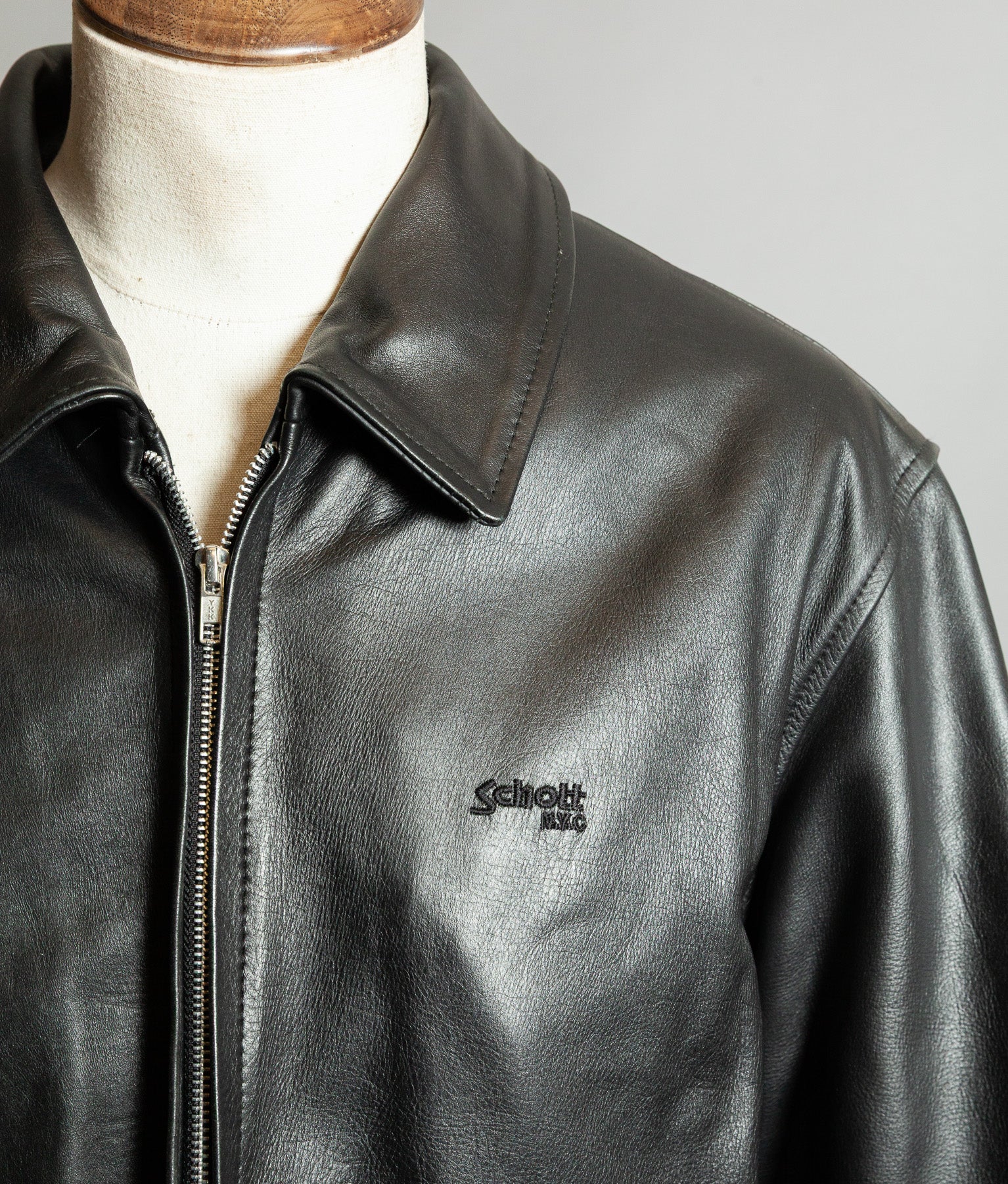 Vintage Schott NYC Single Rider Leather Jacket Black Cowhide Made in USA L
