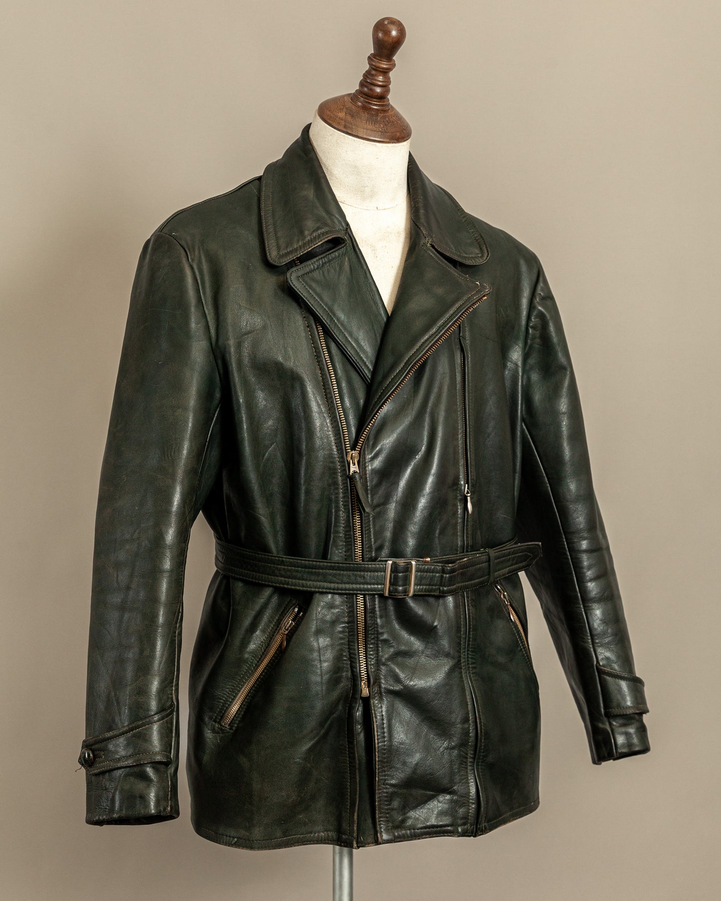 Vintage 1940s German Haelson Leather Motorcycle Dispatch Rider Jacket