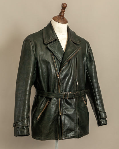 Vintage 1940s German Haelson Leather Motorcycle Dispatch Rider Jacket